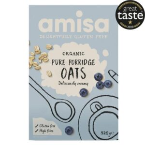 a pack of AMISA ORGANIC GLUTEN FREE PURE PORRIDGE OATS